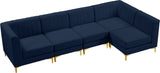 Alina Velvet / Engineered Wood / Metal / Foam Contemporary Navy Velvet Modular Sectional - 119" W x 59.5" D x 31" H