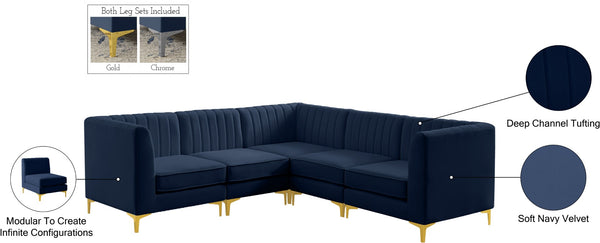 Alina Velvet / Engineered Wood / Metal / Foam Contemporary Navy Velvet Modular Sectional - 93" W x 93" D x 31" H