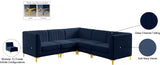 Alina Velvet / Engineered Wood / Metal / Foam Contemporary Navy Velvet Modular Sectional - 93" W x 93" D x 31" H