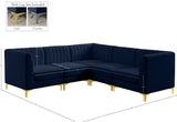 Alina Velvet / Engineered Wood / Metal / Foam Contemporary Navy Velvet Modular Sectional - 93" W x 93" D x 31" H