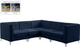 Alina Velvet / Engineered Wood / Metal / Foam Contemporary Navy Velvet Modular Sectional - 93" W x 93" D x 31" H