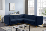 Alina Velvet / Engineered Wood / Metal / Foam Contemporary Navy Velvet Modular Sectional - 93" W x 93" D x 31" H