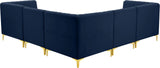 Alina Velvet / Engineered Wood / Metal / Foam Contemporary Navy Velvet Modular Sectional - 93" W x 93" D x 31" H