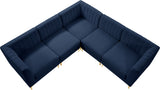 Alina Velvet / Engineered Wood / Metal / Foam Contemporary Navy Velvet Modular Sectional - 93" W x 93" D x 31" H