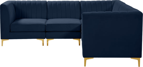 Alina Velvet / Engineered Wood / Metal / Foam Contemporary Navy Velvet Modular Sectional - 93" W x 93" D x 31" H