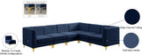 Alina Velvet / Engineered Wood / Metal / Foam Contemporary Navy Velvet Modular Sectional - 119" W x 93" D x 31" H