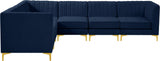 Alina Velvet / Engineered Wood / Metal / Foam Contemporary Navy Velvet Modular Sectional - 119" W x 93" D x 31" H