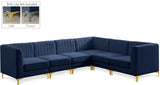 Alina Velvet / Engineered Wood / Metal / Foam Contemporary Navy Velvet Modular Sectional - 119" W x 93" D x 31" H