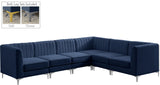 Alina Velvet / Engineered Wood / Metal / Foam Contemporary Navy Velvet Modular Sectional - 119" W x 93" D x 31" H