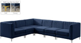 Alina Velvet / Engineered Wood / Metal / Foam Contemporary Navy Velvet Modular Sectional - 119" W x 93" D x 31" H