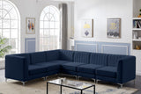 Alina Velvet / Engineered Wood / Metal / Foam Contemporary Navy Velvet Modular Sectional - 119" W x 93" D x 31" H