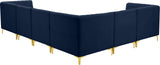 Alina Velvet / Engineered Wood / Metal / Foam Contemporary Navy Velvet Modular Sectional - 119" W x 93" D x 31" H