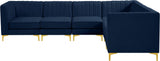 Alina Velvet / Engineered Wood / Metal / Foam Contemporary Navy Velvet Modular Sectional - 119" W x 93" D x 31" H