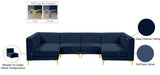 Alina Velvet / Engineered Wood / Metal / Foam Contemporary Navy Velvet Modular Sectional - 119" W x 59.5" D x 31" H