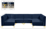 Alina Velvet / Engineered Wood / Metal / Foam Contemporary Navy Velvet Modular Sectional - 119" W x 59.5" D x 31" H