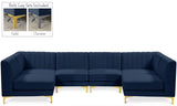 Alina Velvet / Engineered Wood / Metal / Foam Contemporary Navy Velvet Modular Sectional - 119" W x 59.5" D x 31" H