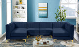 Alina Velvet / Engineered Wood / Metal / Foam Contemporary Navy Velvet Modular Sectional - 119" W x 59.5" D x 31" H