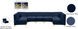 Alina Velvet / Engineered Wood / Metal / Foam Contemporary Navy Velvet Modular Sectional - 145" W x 59.5" D x 31" H