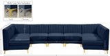 Alina Velvet / Engineered Wood / Metal / Foam Contemporary Navy Velvet Modular Sectional - 145" W x 59.5" D x 31" H