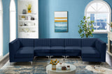 Alina Velvet / Engineered Wood / Metal / Foam Contemporary Navy Velvet Modular Sectional - 145" W x 59.5" D x 31" H