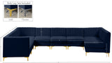 Alina Velvet / Engineered Wood / Metal / Foam Contemporary Navy Velvet Modular Sectional - 119" W x 119" D x 31" H