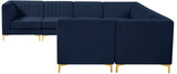 Alina Velvet / Engineered Wood / Metal / Foam Contemporary Navy Velvet Modular Sectional - 119" W x 119" D x 31" H