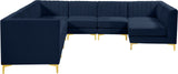 Alina Velvet / Engineered Wood / Metal / Foam Contemporary Navy Velvet Modular Sectional - 119" W x 119" D x 31" H