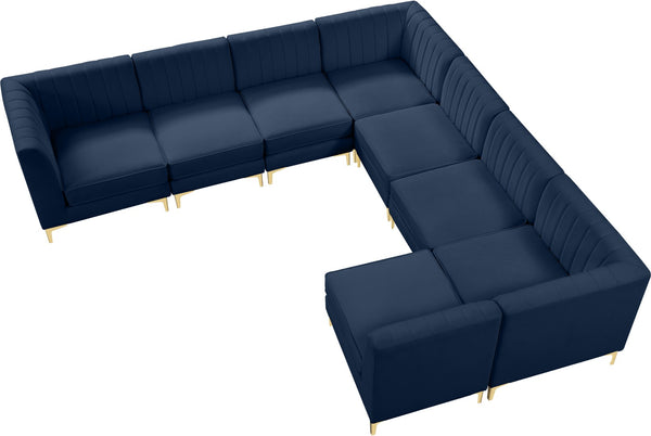 Alina Velvet / Engineered Wood / Metal / Foam Contemporary Navy Velvet Modular Sectional - 119" W x 119" D x 31" H