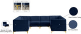 Alina Velvet / Engineered Wood / Metal / Foam Contemporary Navy Velvet Modular Sectional - 119" W x 93" D x 31" H