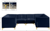 Alina Velvet / Engineered Wood / Metal / Foam Contemporary Navy Velvet Modular Sectional - 119" W x 93" D x 31" H