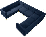 Alina Velvet / Engineered Wood / Metal / Foam Contemporary Navy Velvet Modular Sectional - 119" W x 93" D x 31" H