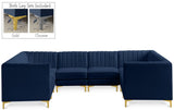 Alina Velvet / Engineered Wood / Metal / Foam Contemporary Navy Velvet Modular Sectional - 119" W x 93" D x 31" H