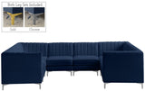 Alina Velvet / Engineered Wood / Metal / Foam Contemporary Navy Velvet Modular Sectional - 119" W x 93" D x 31" H