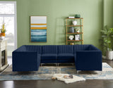 Alina Velvet / Engineered Wood / Metal / Foam Contemporary Navy Velvet Modular Sectional - 119" W x 93" D x 31" H