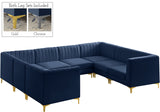 Alina Velvet / Engineered Wood / Metal / Foam Contemporary Navy Velvet Modular Sectional - 119" W x 93" D x 31" H