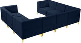 Alina Velvet / Engineered Wood / Metal / Foam Contemporary Navy Velvet Modular Sectional - 119" W x 93" D x 31" H