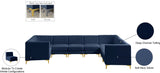 Alina Velvet / Engineered Wood / Metal / Foam Contemporary Navy Velvet Modular Sectional - 145" W x 93" D x 31" H