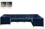 Alina Velvet / Engineered Wood / Metal / Foam Contemporary Navy Velvet Modular Sectional - 145" W x 93" D x 31" H