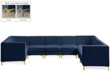 Alina Velvet / Engineered Wood / Metal / Foam Contemporary Navy Velvet Modular Sectional - 145" W x 93" D x 31" H