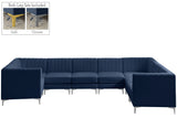 Alina Velvet / Engineered Wood / Metal / Foam Contemporary Navy Velvet Modular Sectional - 145" W x 93" D x 31" H