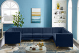 Alina Velvet / Engineered Wood / Metal / Foam Contemporary Navy Velvet Modular Sectional - 145" W x 93" D x 31" H