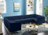 Alina Velvet / Engineered Wood / Metal / Foam Contemporary Navy Velvet Modular Sectional - 145" W x 93" D x 31" H