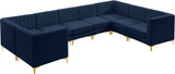 Alina Velvet / Engineered Wood / Metal / Foam Contemporary Navy Velvet Modular Sectional - 145" W x 93" D x 31" H