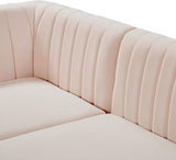 Alina Velvet / Engineered Wood / Metal / Foam Contemporary Pink Velvet Armless Chair - 26" W x 33.5" D x 31" H