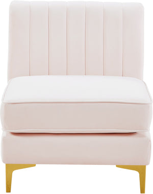 Alina Velvet / Engineered Wood / Metal / Foam Contemporary Pink Velvet Armless Chair - 26" W x 33.5" D x 31" H