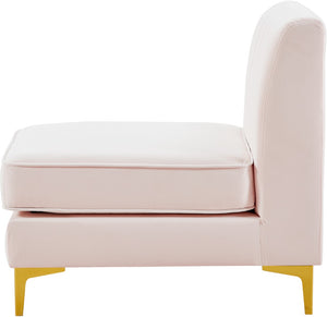 Alina Velvet / Engineered Wood / Metal / Foam Contemporary Pink Velvet Armless Chair - 26" W x 33.5" D x 31" H