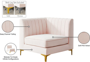 Alina Velvet / Engineered Wood / Metal / Foam Contemporary Pink Velvet Corner Chair - 33.5" W x 33.5" D x 31" H
