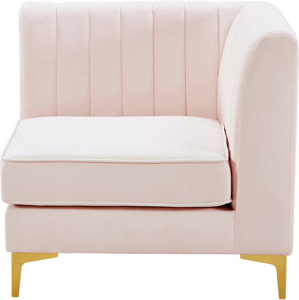 Alina Velvet / Engineered Wood / Metal / Foam Contemporary Pink Velvet Corner Chair - 33.5" W x 33.5" D x 31" H