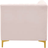 Alina Velvet / Engineered Wood / Metal / Foam Contemporary Pink Velvet Corner Chair - 33.5" W x 33.5" D x 31" H