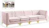 Alina Velvet / Engineered Wood / Metal / Foam Contemporary Pink Velvet Modular Sectional - 119" W x 33.5" D x 31" H